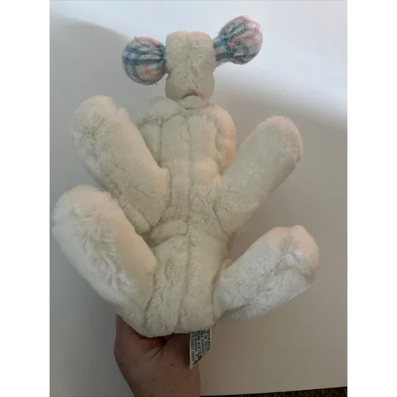 HTF Russ Baby Elephant Rattle Paddles 10" Lovey Pastel Plaid Ears Rattle - Picture 5 of 7